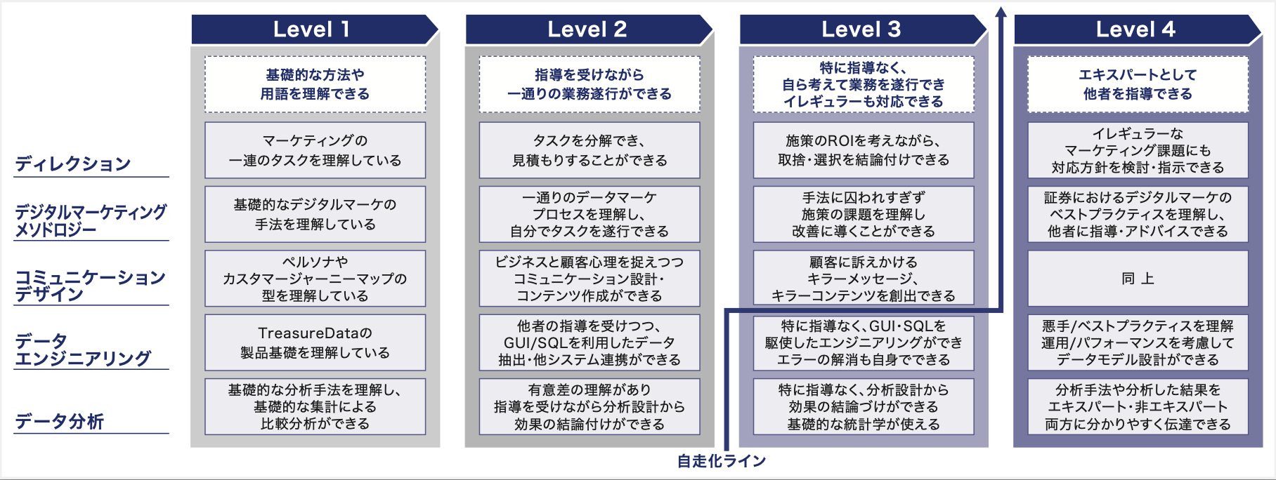 図４：データ活用マーケティングに関するスキルレベルを測る指標例