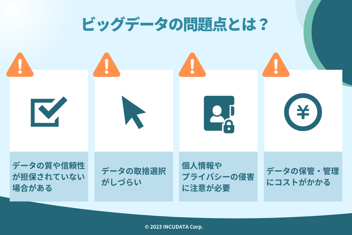 INCUDATA Magazine_000602_ビッグデータの問題点とは？解決するメリット・具体的な方法・技術について詳しく解説！_ビッグデータの問題点とは？.png